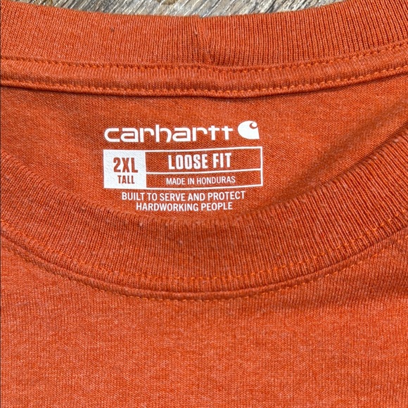 Set of 2 Carhartt Men's Burnt Orange and Cream Long Sleeve Tee Carthartt sleeve - Picture 2 of 7